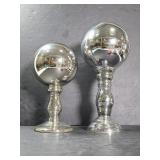 Pair of glass orb decor pieces