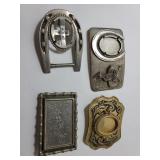 Four cowboy belt buckles for craft / repair