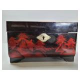 Red & black Japanese wood jewelry box for repair