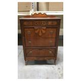 Two toned antique dresser on caster wheels