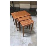 Vintage leather top nesting tables
