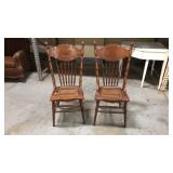Two antique cane seat chairs
