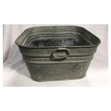 Large old Square galvanized washtub