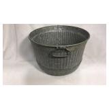Old round galvanized washtub