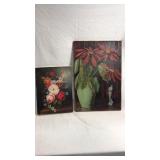 Two old canvas oil paintings unframed