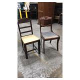 Lot of two antique wood chairs