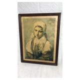 Antique Polish girl framed art print