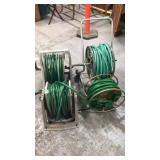Lot of 4 hose reels w/ hoses