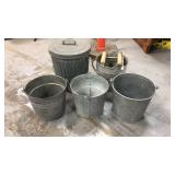 Lot of 5 vintage galvanized buckets