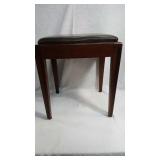 Wood Stool W/ Faux Leather Cushion