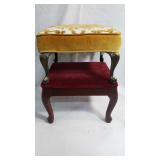 2 Small Velvet Top Stools