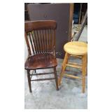 Wood Chair & Stool Set