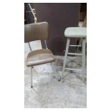 Metal Chair & Wood Stool Set