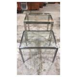 Lot of two chrome and glass side tables
