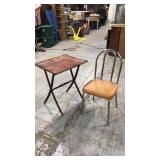 Vintage metal chair & folding wood side table