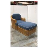 Rattan chair with ottoman