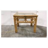Bent Wood & Rattan Glass top side table