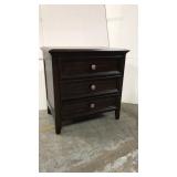Dark wood 3-drawer nightstand