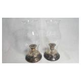 Silverplate & Glass Candle Lantern Pair