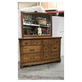 Vintage wood dresser w/ large mirror