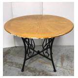 Wood top on metal base 42" table