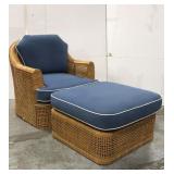 Rattan chair with ottoman