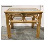 Bent Wood & Rattan Glass top side table
