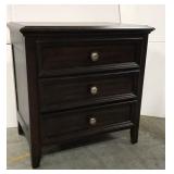 Dark wood 3-drawer nightstand