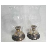 Silverplate & Glass Candle Lantern Pair