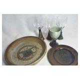 Stoneware Wine Glass & Plate Set