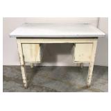 Vintage porcelain enamel top farm table
