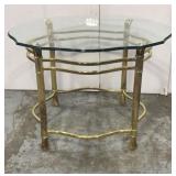 Ornate brass glass top side table