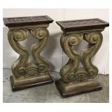 Pair of pedestals salvaged from a table