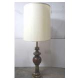 Vintage Wood & Brass Table Lamp