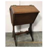 Primitive wood sewing chest w/ brass hinges