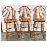 3 Tall wood bar chairs