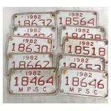 Lot of 10 1982 motorcycle plates