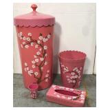 Vintage pink floral bathroom set