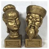 Gold toned Asian bust pair