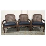 3 cane back arm chairs