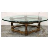 Mid century glass top coffee table