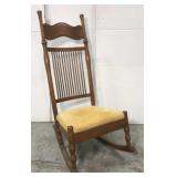 Antique oak highback rocker