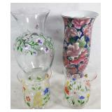 Painted Glass Vase Lot