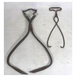 2 Primitive ice tongs