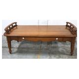 Vintage wood coffee table with side rails