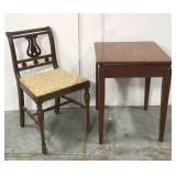 Antique chair and swivel top table