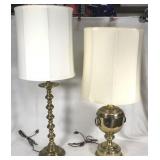 Two brass table lamps