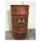 Old metal oil drum