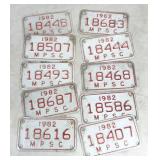Lot of 10 1982 motorcycle plates