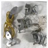 Vintage rod holders and aluminum pulley